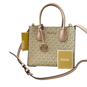 Michael Kors Mercer Medium Messenger Bag Powder Blush and Gray NWT